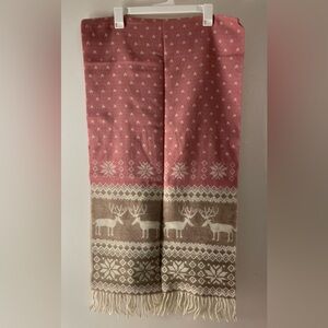 Reindeer Fair Isle Scarf in Rose and Taupe